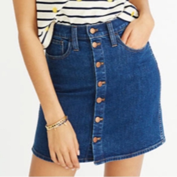 MADEWELL BUTTON FRONT DENIM JEAN SKIRT WOMENS SZ 31 - Picture 1 of 6